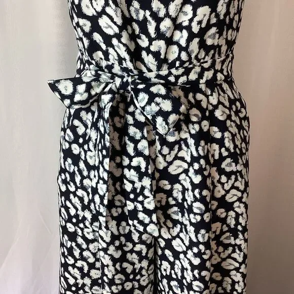 Banana Republic Wide Leg Cropped Jumpsuit Women’s 6 Navy Blue White Square Neckl - Picture 5 of 12